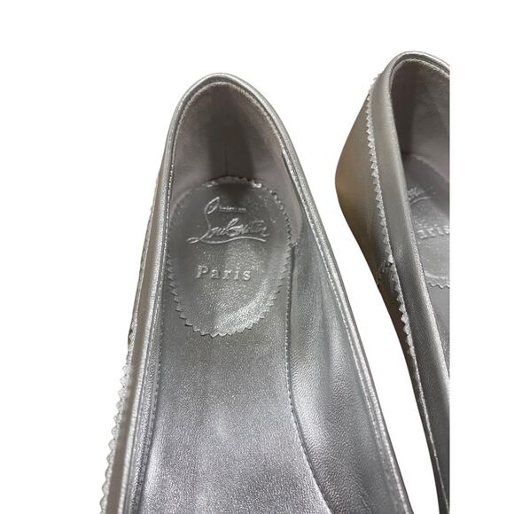 Christian Louboutin Mamadrague Ballerina Ballet Flat Shoes Metallic Silver 37 - Picture 3 of 5